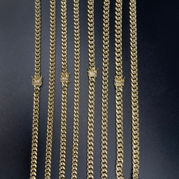 Catena Oro 14K Cubano Collana Maglia Cubana In Oro Giallo 14K Solido - Spessore 1.5-12 Mm, Lunghezza 16-30 Pollici, Made In Italy Catena Curb Link Oro - Foto 9