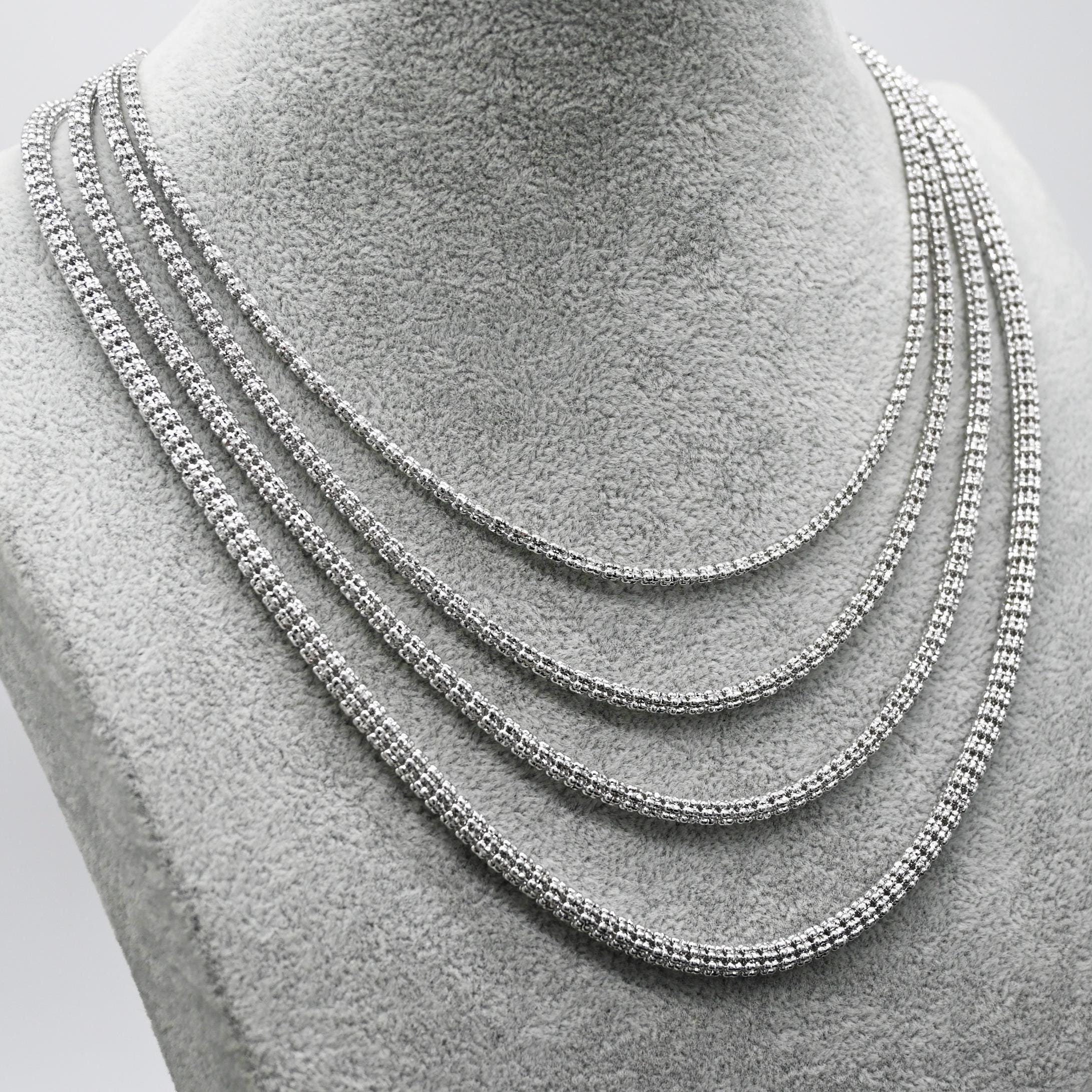 14K White Gold Ice Out Chain | Diamond Cut Cylinder Link - Etsy