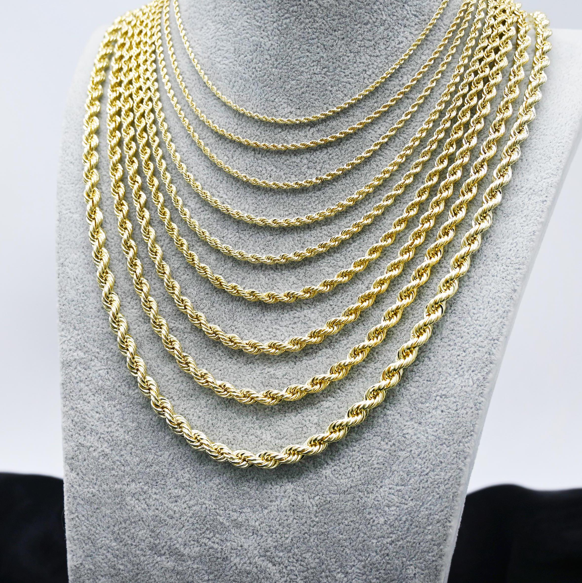 10K Gold Rope Chain Necklace – Twisted Diamond Cut - Etsy UK