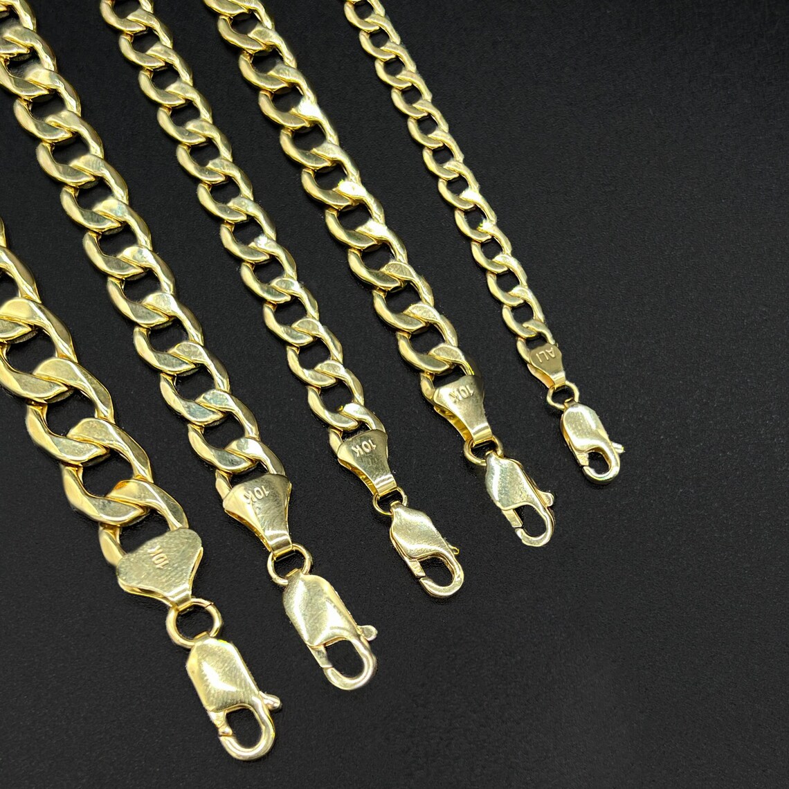 10K Real Gold Cuban Curb Link Chain Bracelet Real 10K Gold Etsy