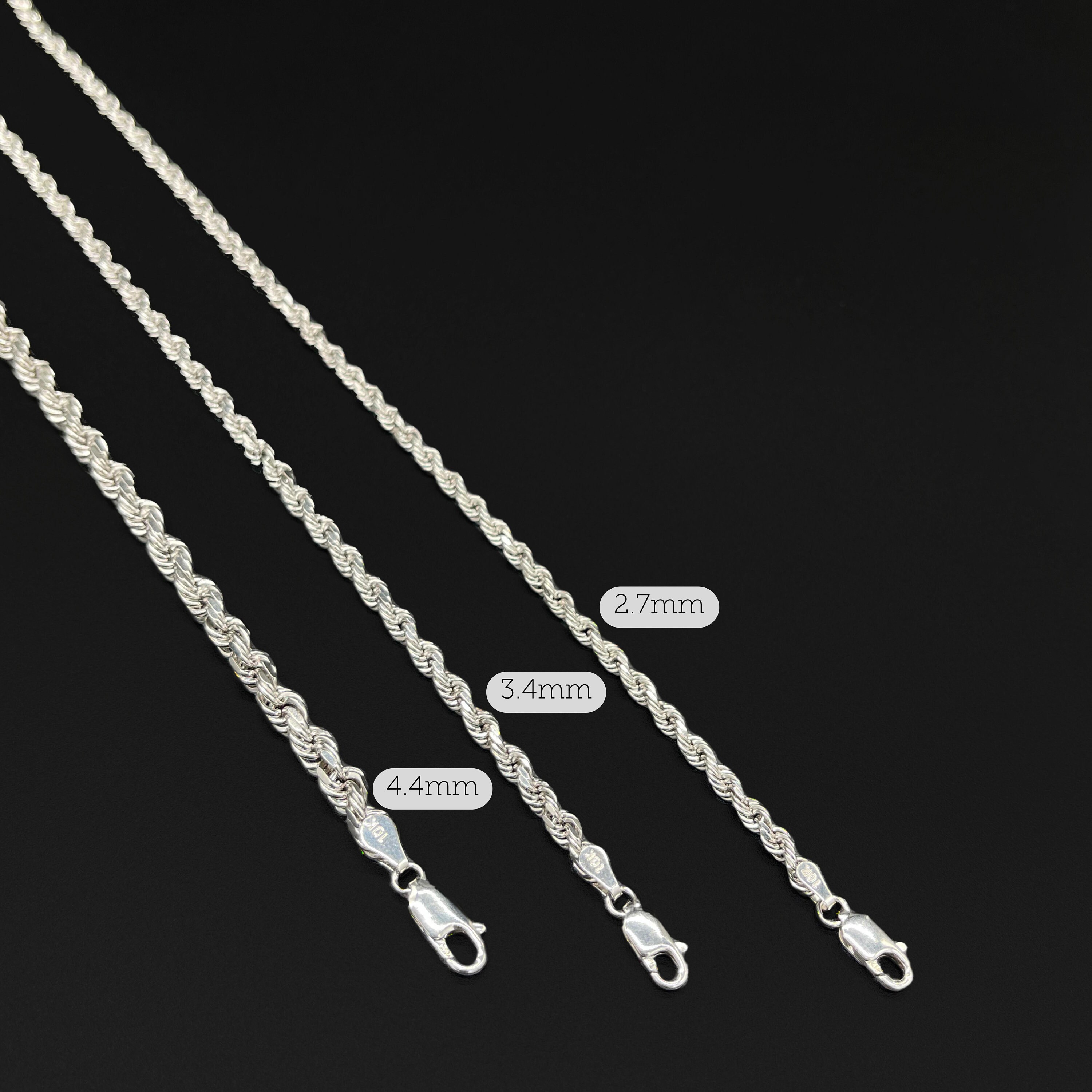 10K Solid Gold Rope Chain Bracelet White Gold Rope Chain Etsy