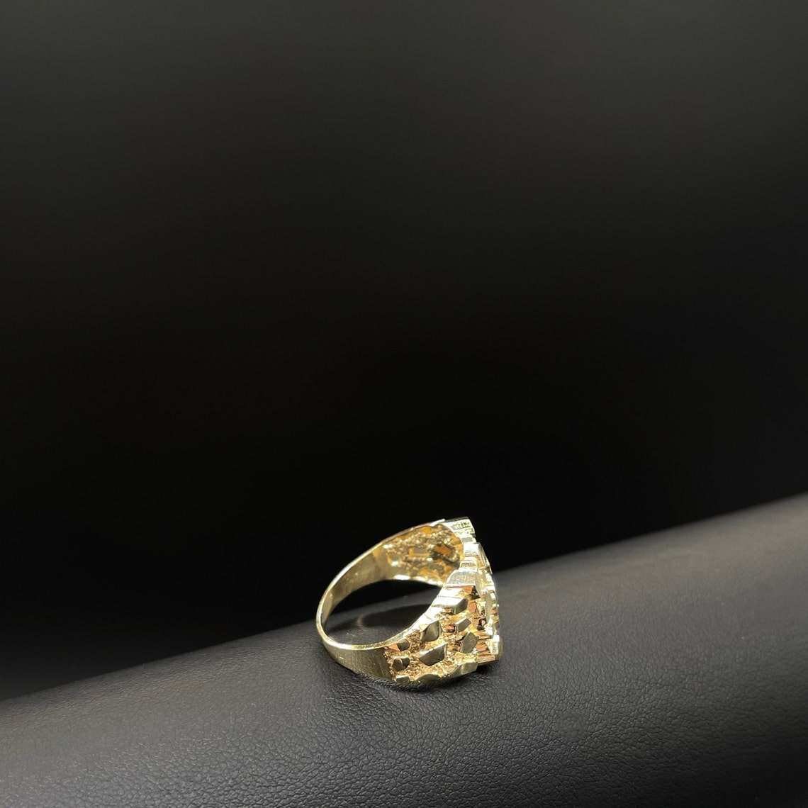 Solid 10K Gold Mens Square Nugget Ring Real Yellow Gold Band - Etsy