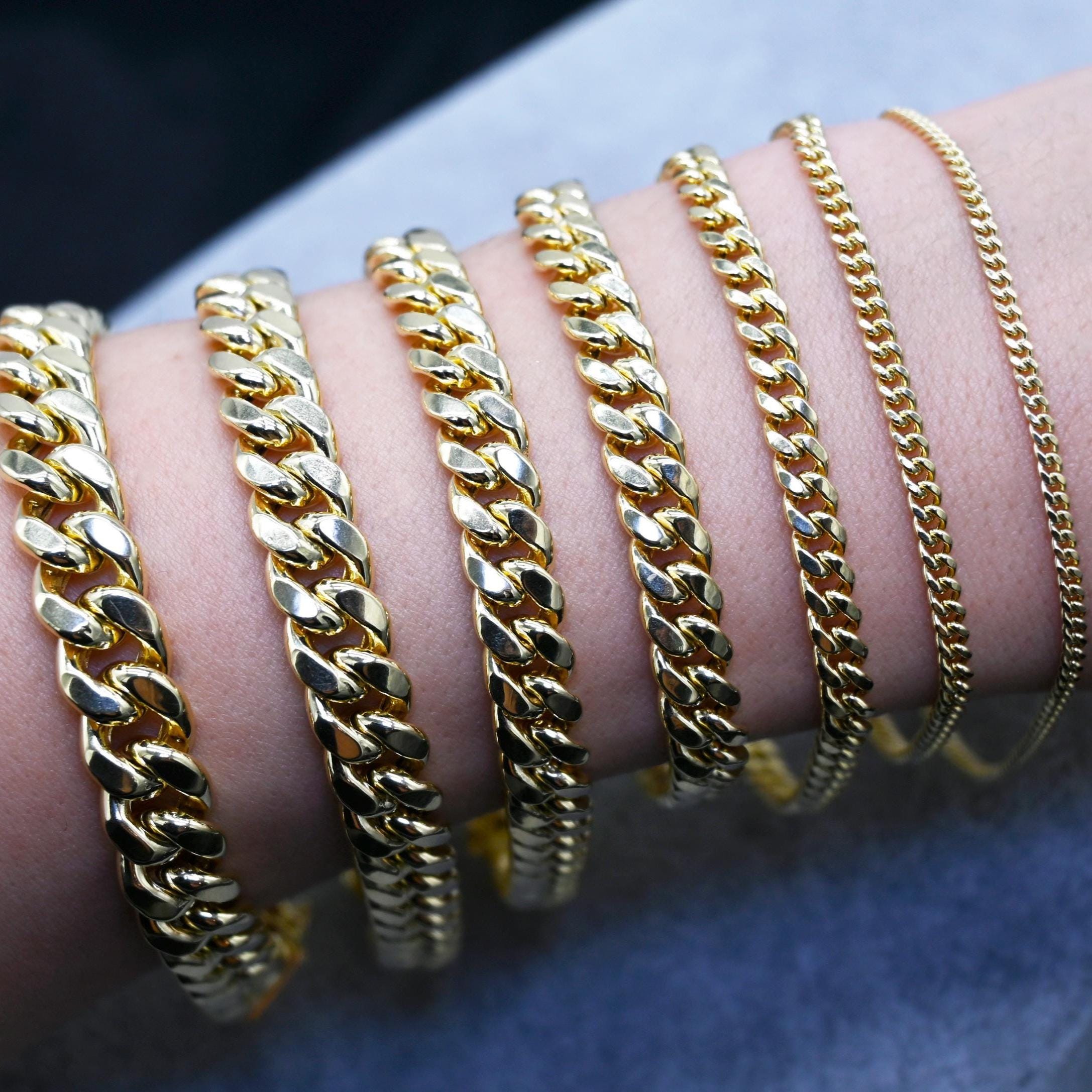 10K Real Yellow Gold Miami Cuban Link Bracelet - Unisex - Etsy