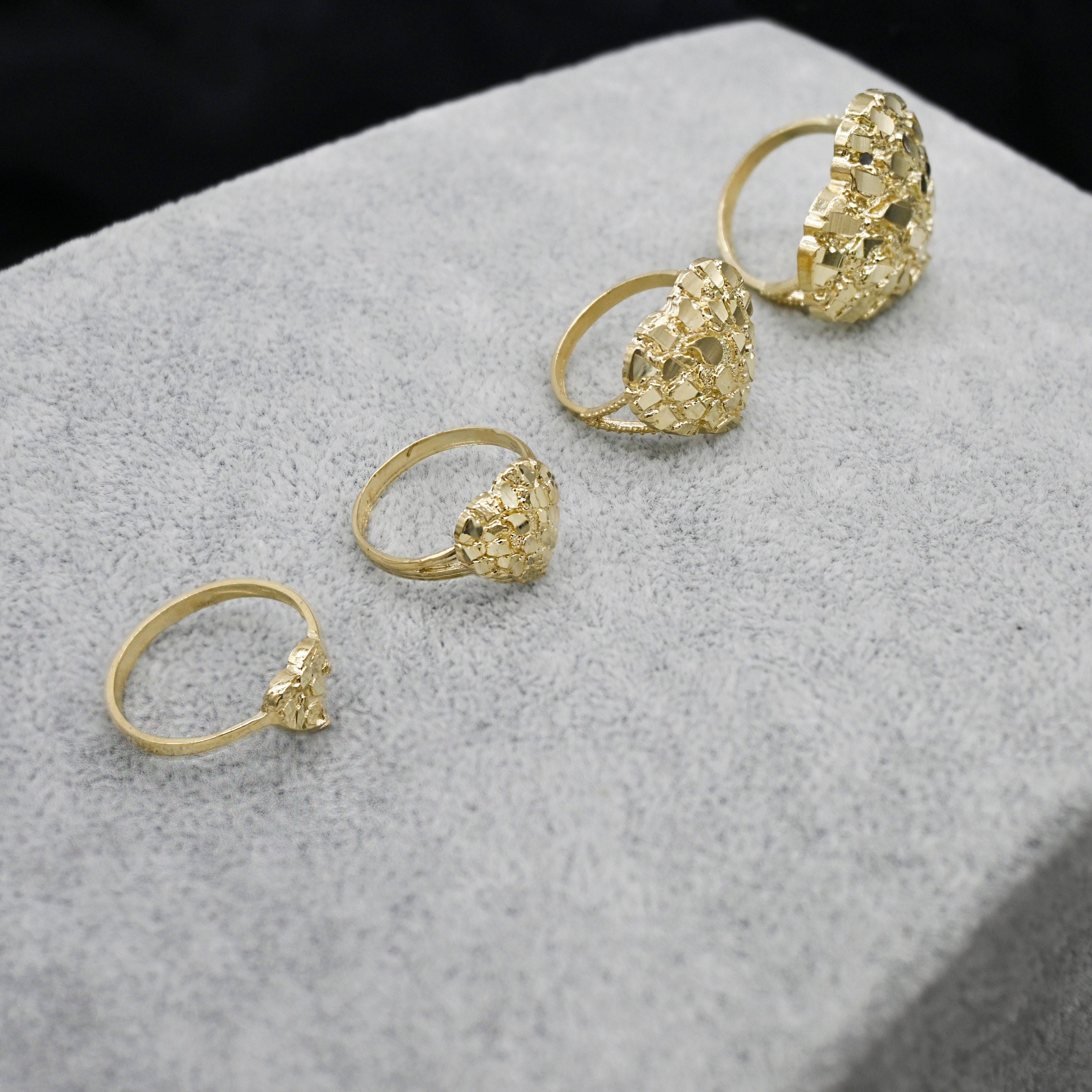 10k Gold Ring Nugget Heart. - Anillo En Oro 10 Kilates  10k real Gold nugget Heart Ring - Women Jewelry stamped acid test 7 1/2 size display picture 1