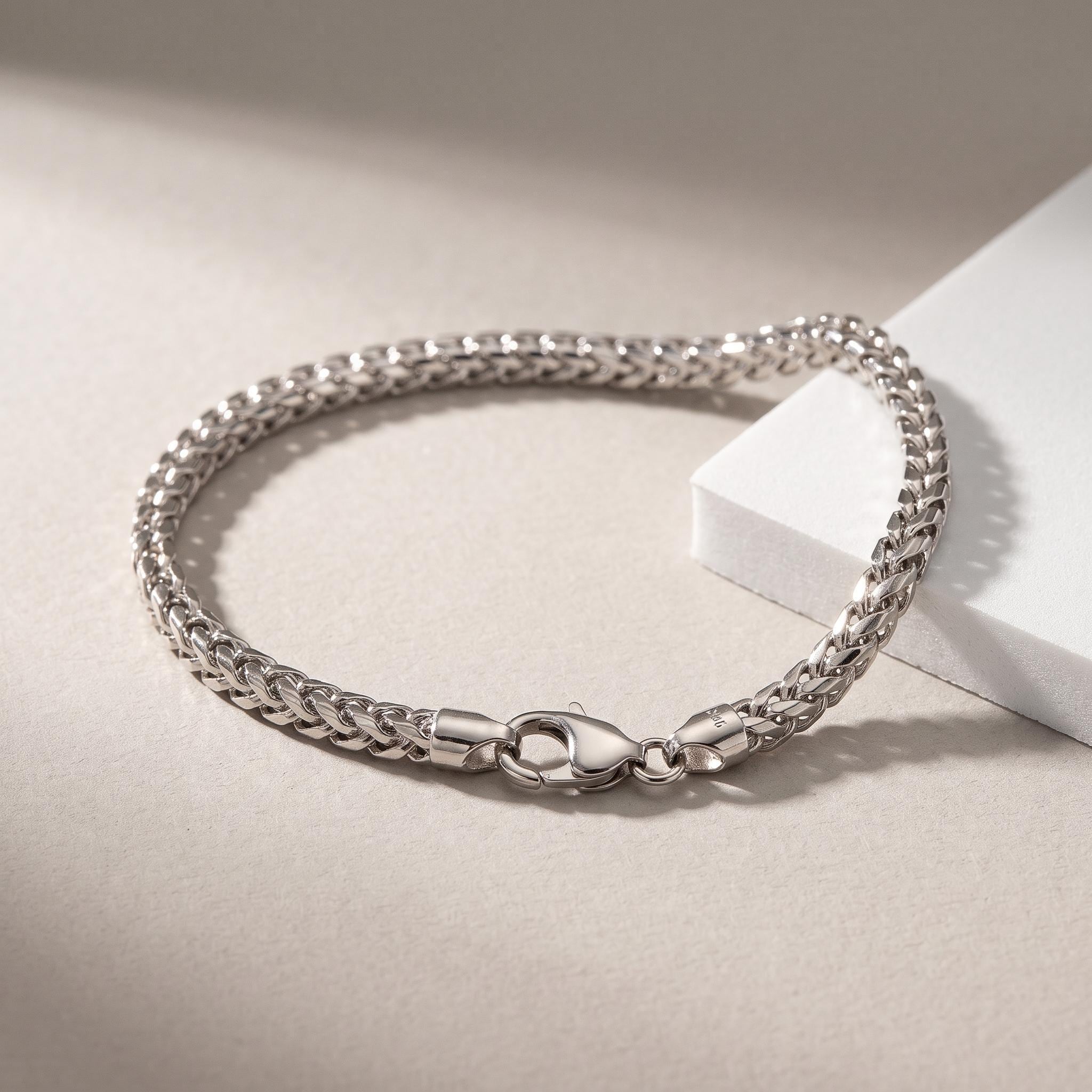 14K White Gold Franco Bracelet, 2-5mm Width, Lobster Clasp - Etsy