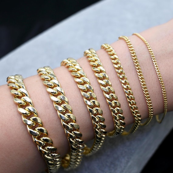 10K Real Yellow Gold Miami Cuban Link Bracelet - Unisex - Etsy
