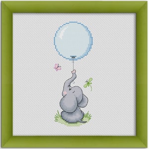PDF Cross Stitch Pattern &quot;baby elephant&quot; bookmark Instant Download