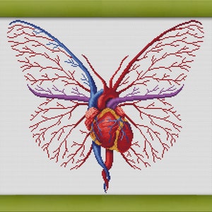 PDF Cross Stitch Pattern "Human Heart in Love" Instant Download