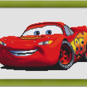 PDF Cross Stitch Pattern "Lightning McQueen", "Cars" Instant Download