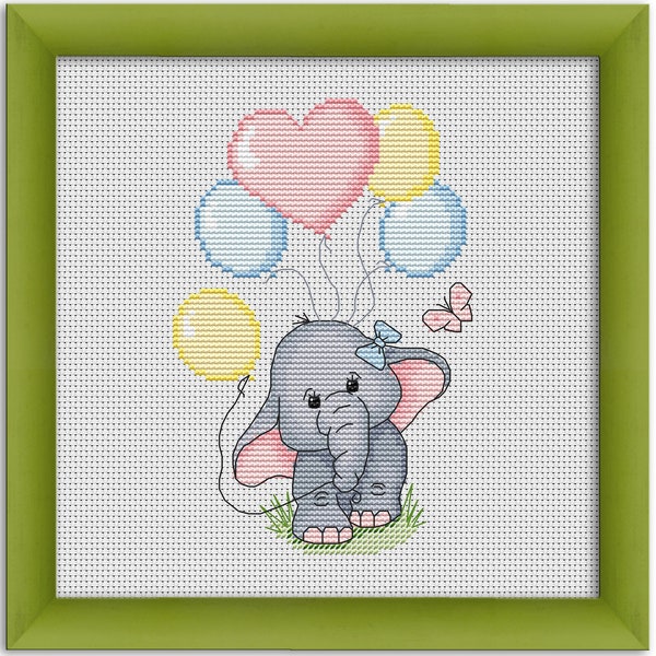 PDF Cross Stitch Pattern "baby elephant"  Instant Download
