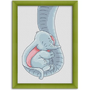 PDF Cross Stitch Pattern &quot;Sweet dreams Dumbo baby elephant&quot; Instant Download