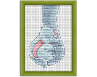 PDF Padrão de ponto cruz "Bons sonhos Dumbo bebê elefante" Download instantâneo