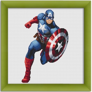 PDF Cross Stitch Pattern &quot;Captain America&quot; Instant Download