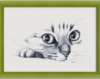 Padrão de ponto cruz em PDF "Gato" Download instantâneo