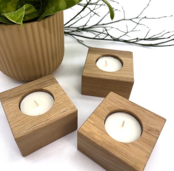 Kerzenständer aus Eiche für Teelichter, Geschenk, Mitbringsel, Massivholz, nachhaltig, Natur oder geölt