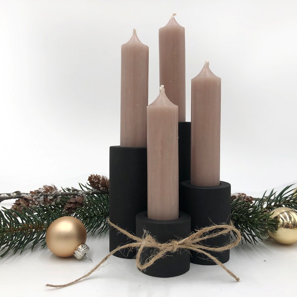 Adventskranz beton | minimalistisch | Weihnachtsdeko | Kerzenständer | Stabkerzen | Raysin | 4er Set