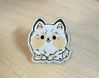 Kawil Cute Blue Merle Pomeranian Acrylic Pin, Kawaii acrylic pin, Cute Dog Acrylic Pin ,Pomeranian Acrylic Pin, Ginza , Cure Dog