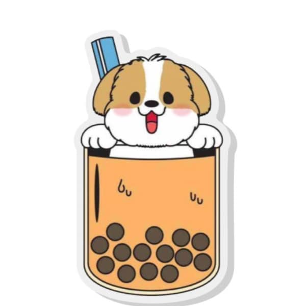 Boba Tea Acrylic pin Dog Pin, Pins, Boba Tea Pin, Bubble Tea Pin, Milk Tea, Lucky Parti Yorkie Pin, Milk Tea, Milk Tea, Kawil, Cute Pin