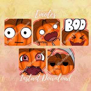 Pumpkin Twitch Emotes, Discord, Twitch, YouTube, Halloween Emote, Streamer Emote, Pumpkin King, Orange Emotes, Halloween,
