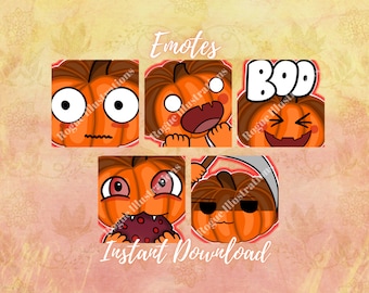 Pumpkin Twitch Emotes, Discord, Twitch, YouTube, Halloween Emote, Streamer Emote, Pumpkin King, Orange Emotes, Halloween,