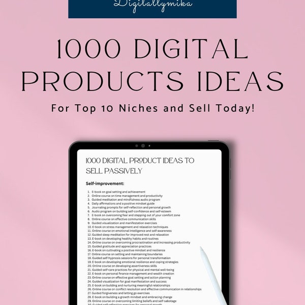 1000 Digital Products Ideas for Top 10 Niches and Sell Today for Passive Income  | Etsy Digital Downloads | Small Business Ideas and Guides
