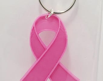 Breast Cancer Awareness Ribbon With Angel Wings Keychain - Etsy