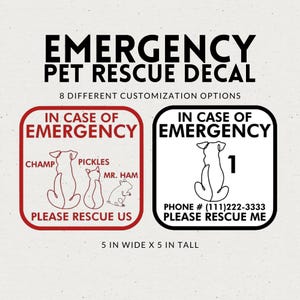 In Case of Emergency Pet Rescue House Decal