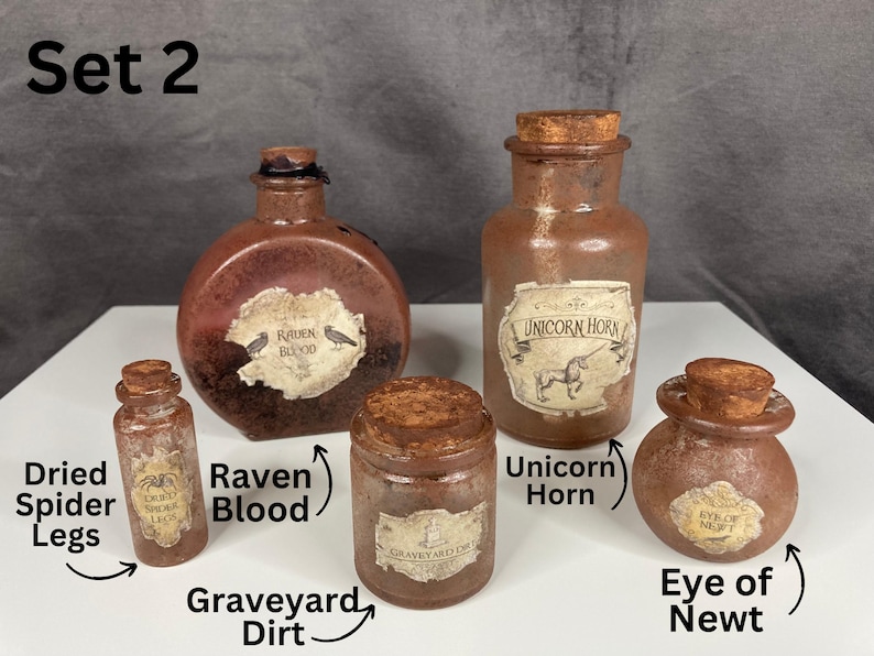 Potion Bottle Set - 15 Pieces Handmade Halloween Decor - Etsy