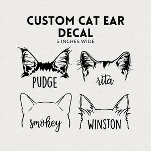Personalized Cat Ear Car Decal Sticker 5 inches wide