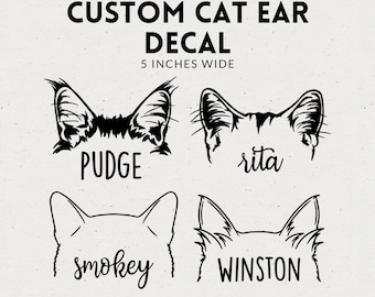 Personalized Cat Ear Car Decal Sticker 5 inches wide
