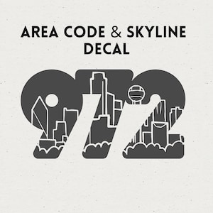 Dallas Area Code Skyline Decal Sticker