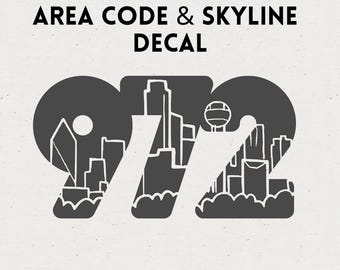 Dallas Area Code Skyline Decal Sticker