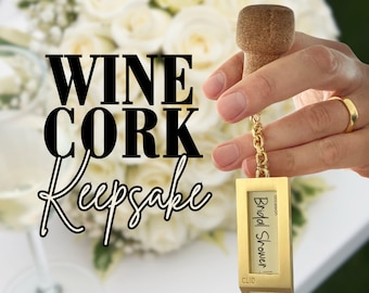 Bridal Shower Wine Cork Keepsake Gift, Wine Theme Pendant