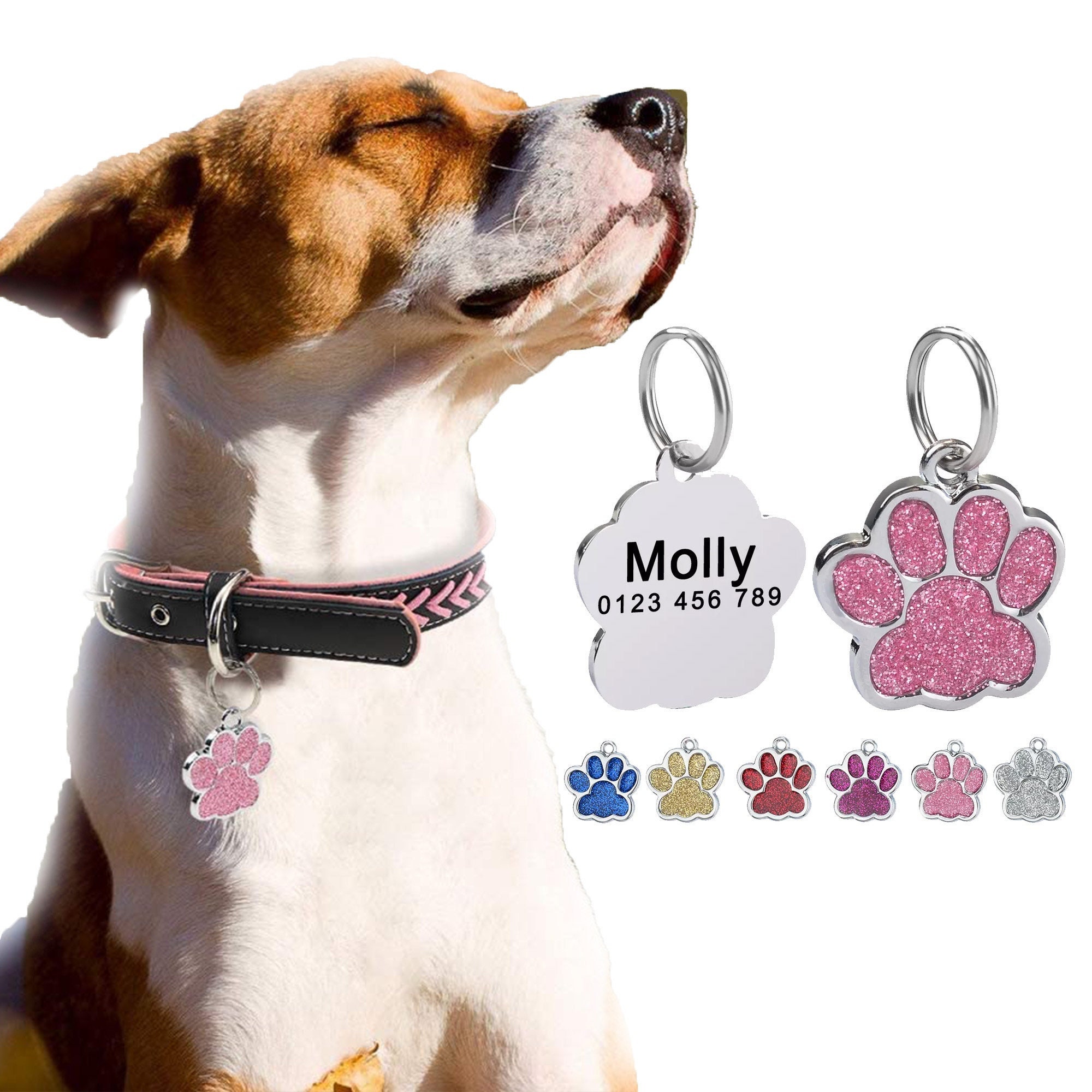 20Pcs Dog Cat ID Tag Blank Personalized Pet Collar Charm Name Pendant Bone  Keyring Necklace Puppy