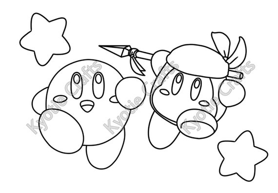 Dibujo de Kirby y Waddle Dee para colorear - Etsy México