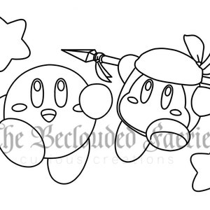 Kirby and Waddle Dee Coloring Page - Etsy