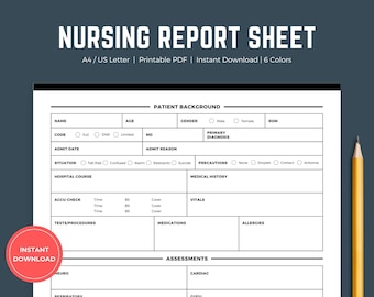 Multiple Patient Long Term Care Nurse Report Sheet Template Etsy