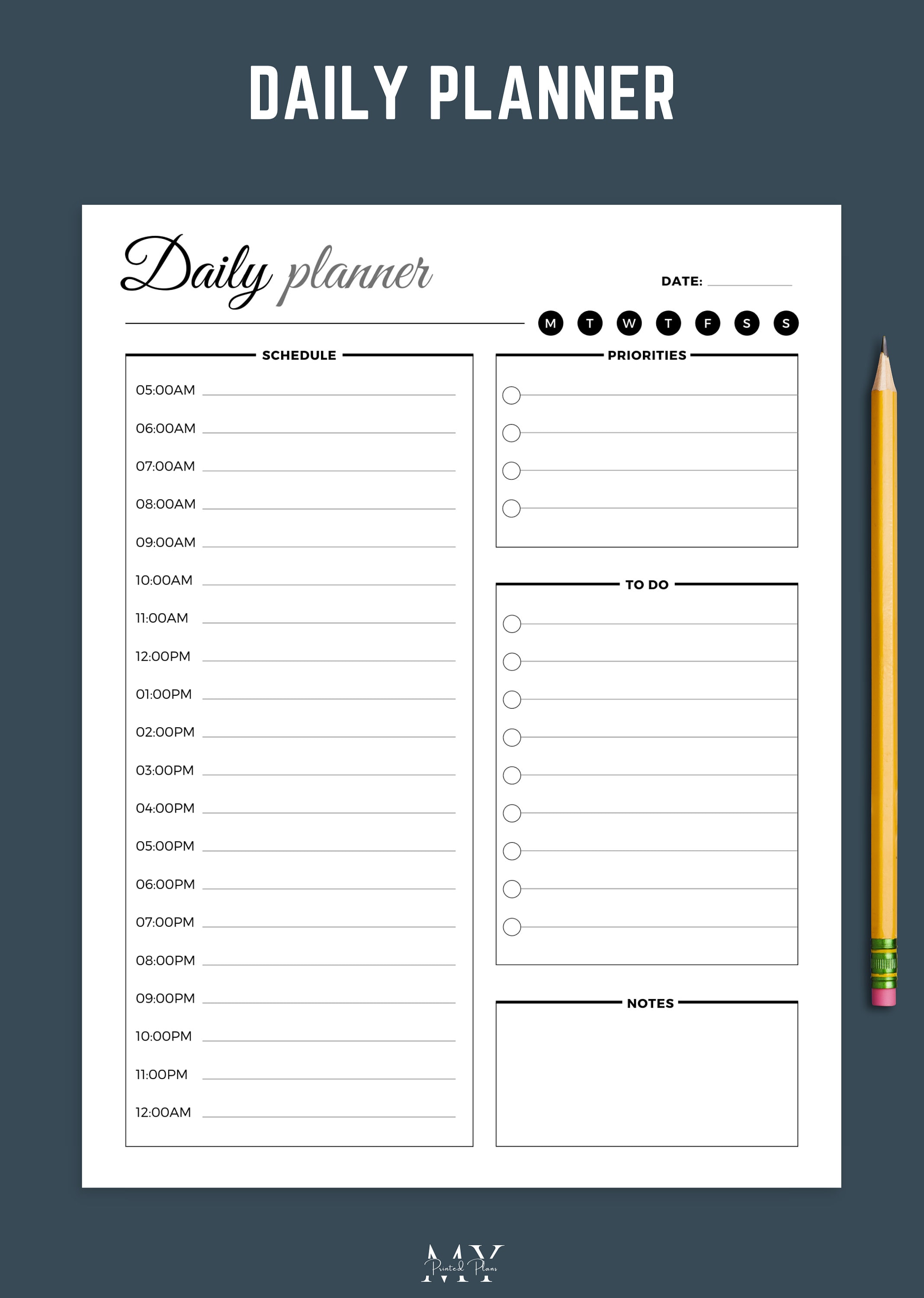 Daily Weekly Monthly Planner Printable Bundle, Daily Planner, Weekly ...