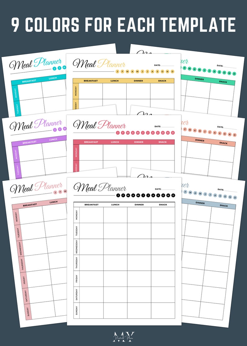Meal Planner And Grocery List Printable Meal Plan Shopping List 