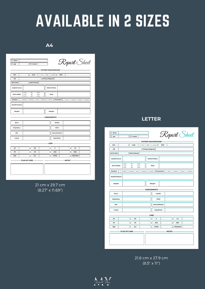 Nurse Report Sheet ICU, Nursing Report Sheet Printable, Patient Care ...
