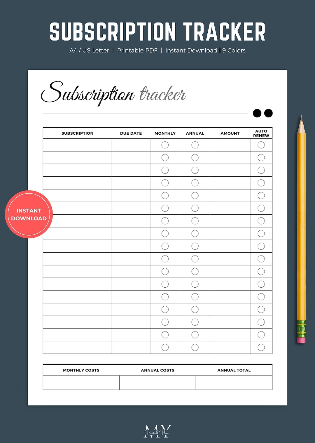 Subscription Tracker Printable, Membership Tracker Template Subscription Tracker Printable, Membership Tracker Template