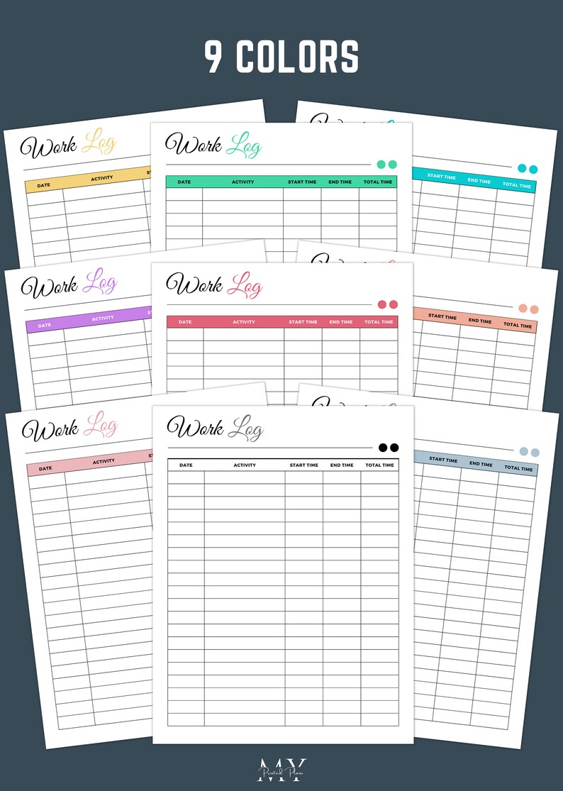 Work Log Printable, Work Schedule Template, Time Log, Activity Tracker