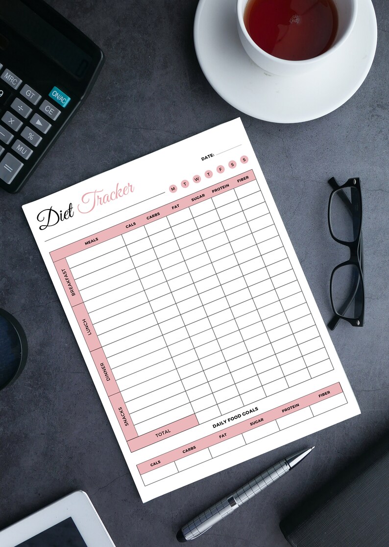 Diet Tracker Printable Diet Log Template Calorie Deficit Tracker Diet Tracker Printable Diet Log Template Calorie Deficit Tracker