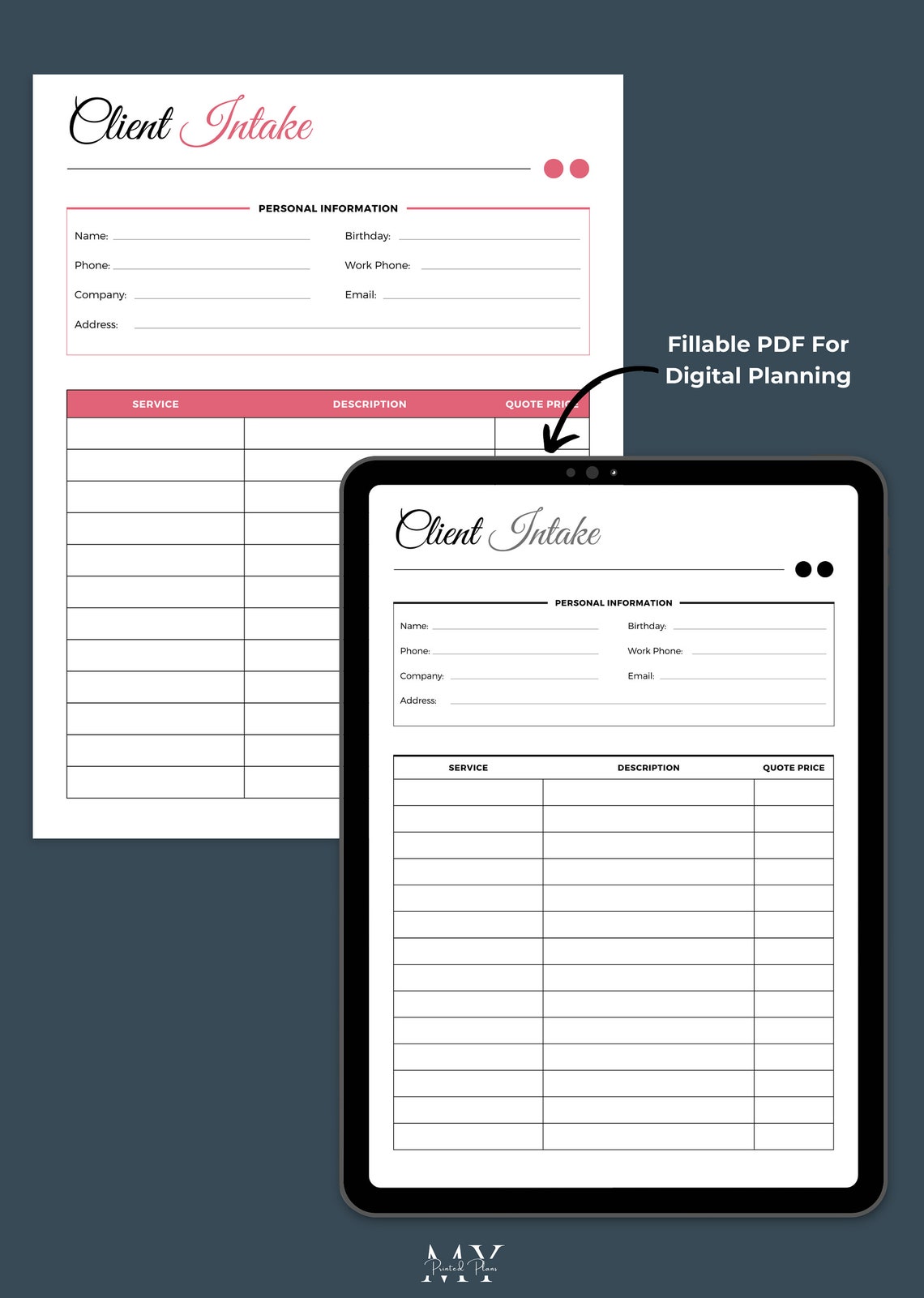 New Client Intake Form, Client Information Sheet, Small Business Tools