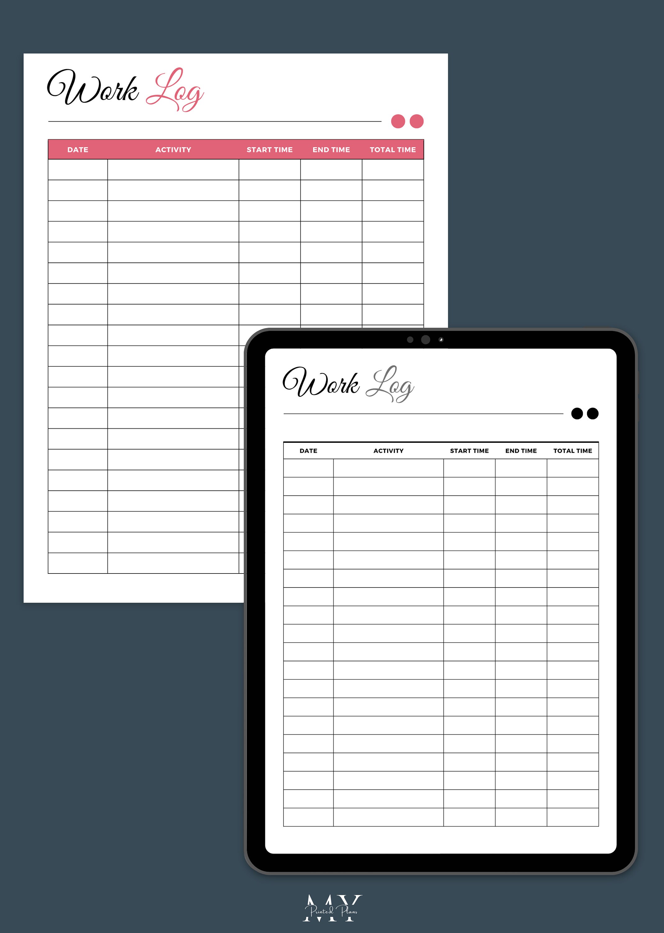 Work Log Printable, Work Schedule Template, Time Log, Activity Tracker ...