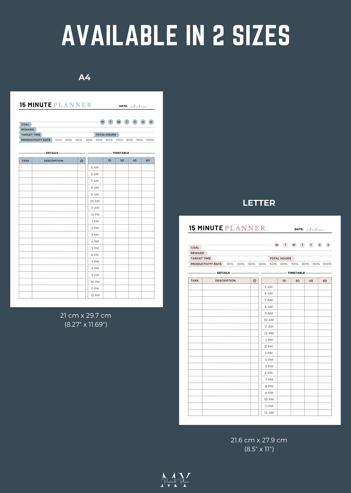 15 Minute Schedule, 15 Minute Daily Planner, 15 Min Block Schedule, 15 ...