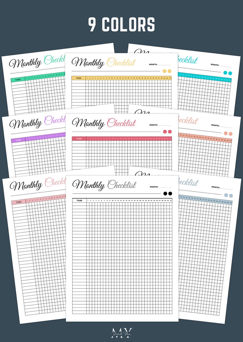 Monthly Checklist Printable