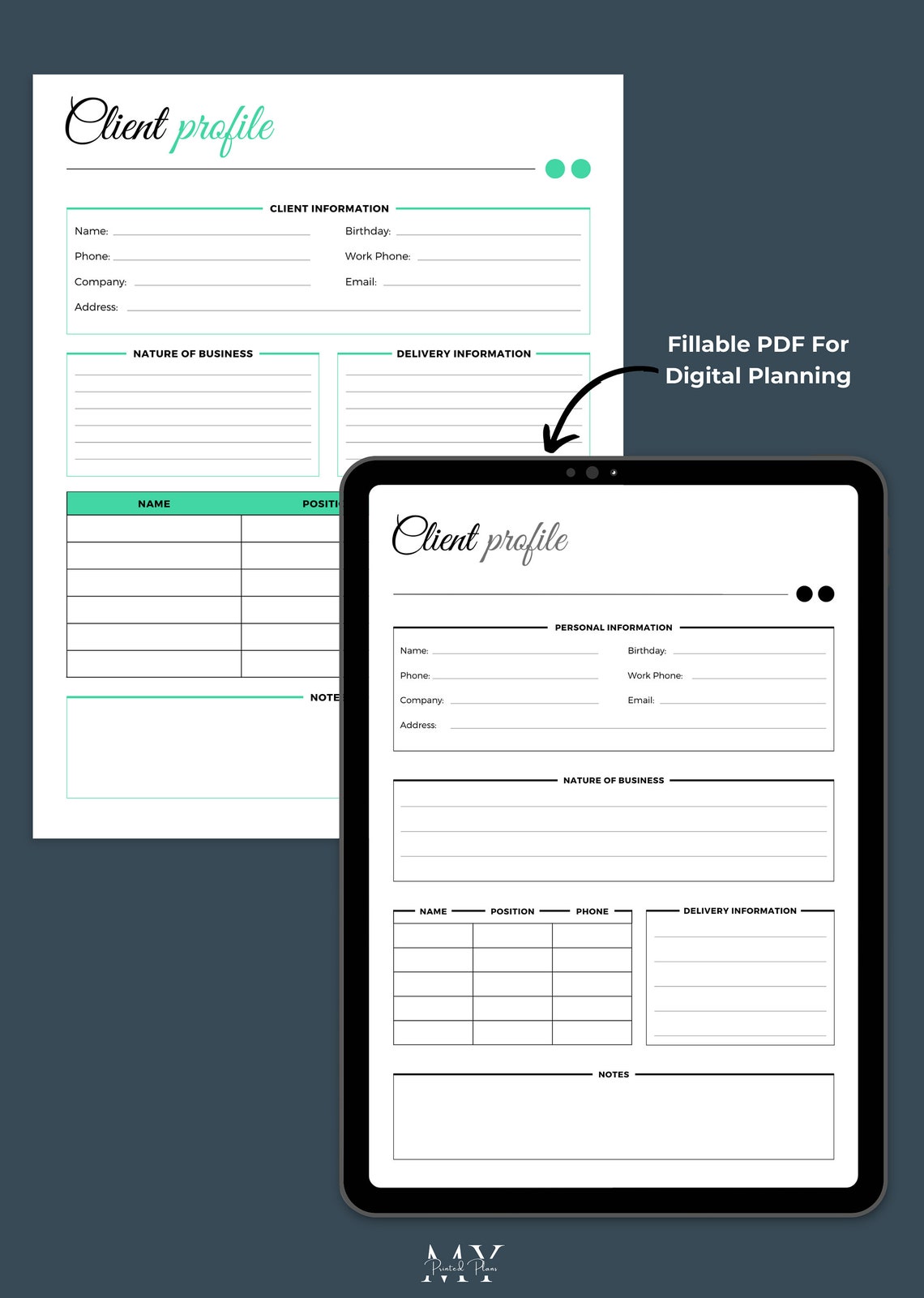 client-profile-template-printable-client-information-form-etsy-canada