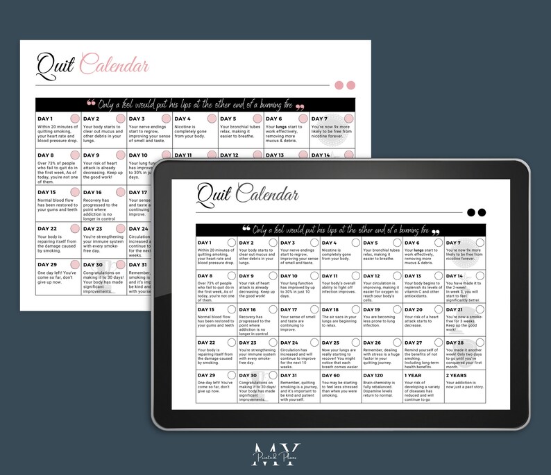 Quit Calendar Quit Nicotine Calendar 30 day Nicotine Free Benefits Quit Calendar Quit Nicotine Calendar 30 day Nicotine Free Benefits