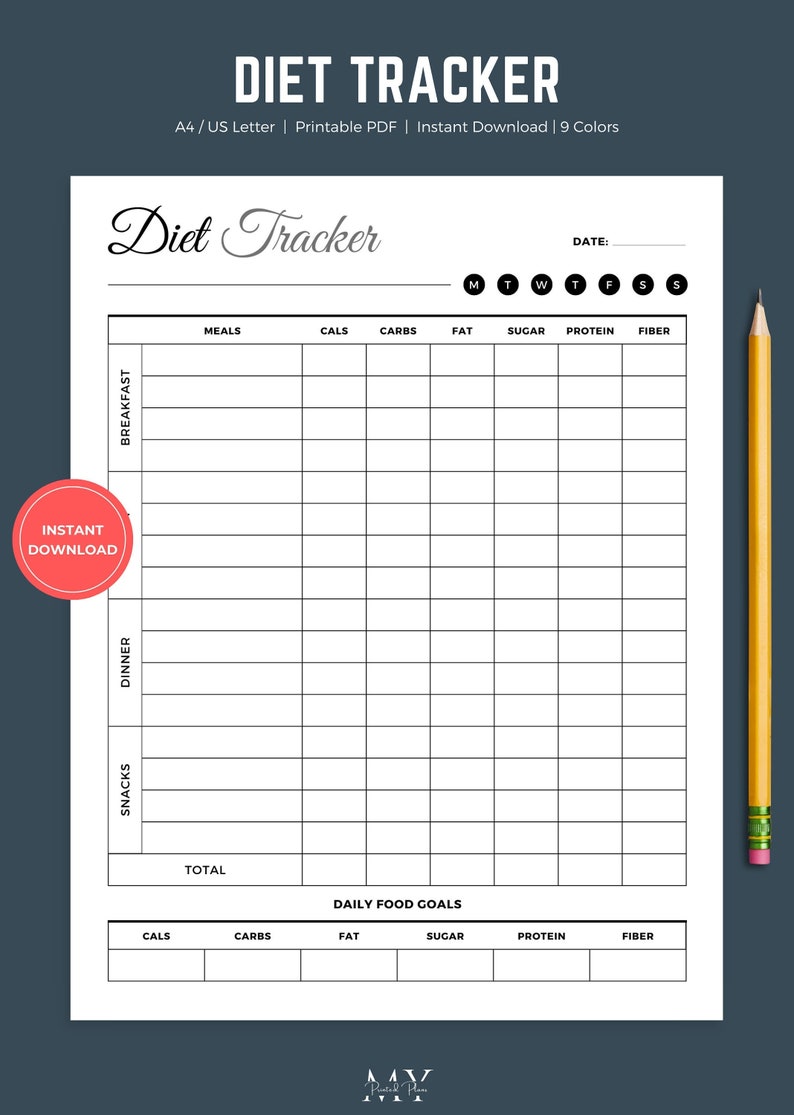 Diet Tracker Printable Diet Log Template Calorie Deficit Tracker Diet Tracker Printable Diet Log Template Calorie Deficit Tracker